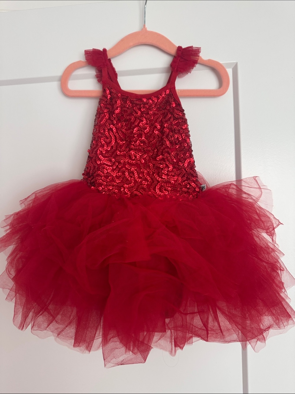 Girls Red Sequin Tulle Dance Dress - Sparkling Performance Costume